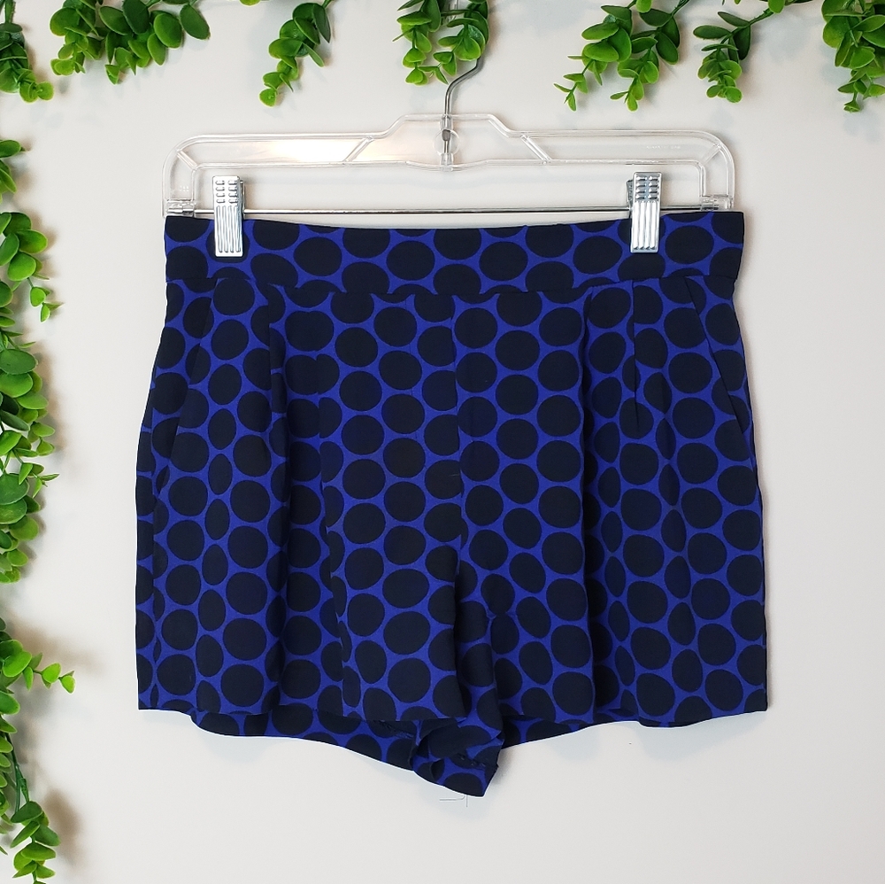 Babaton Silk Crepe Indigo Polka Dot Shorts